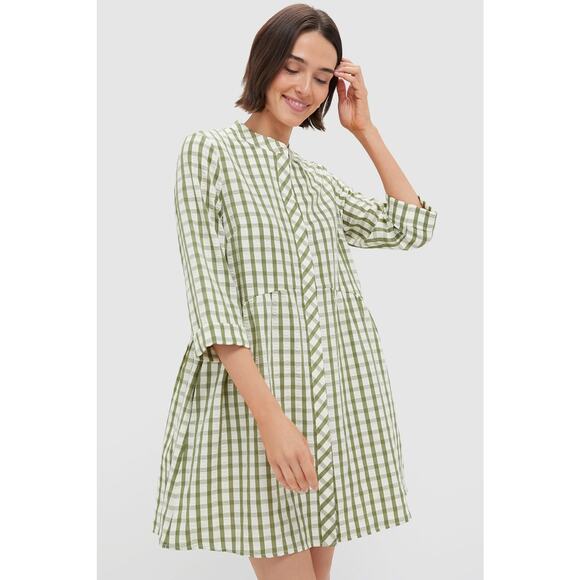 Tuckernuck Dresses & Skirts - TUCKERNUCK Sage Seersucker Gingham Royal Shirt Dress Size XS NWT